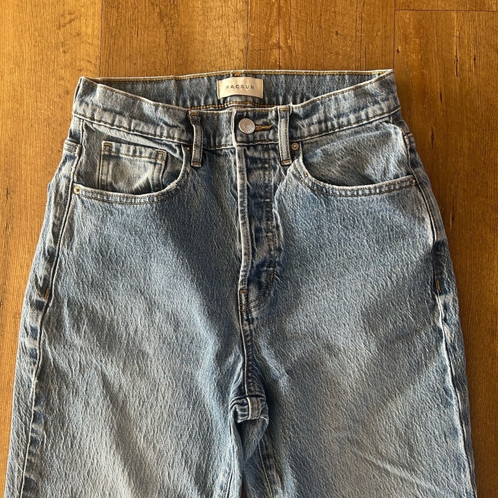 PacSun High Rise Stretch Dad Jeans 26 | Vintage Light Wash Straight Leg - Picture 3 of 12